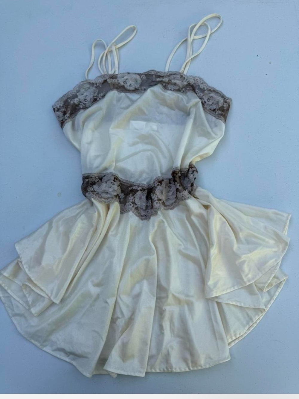 Vintage Undercover Wear cream lace slip top/mini dress , size M